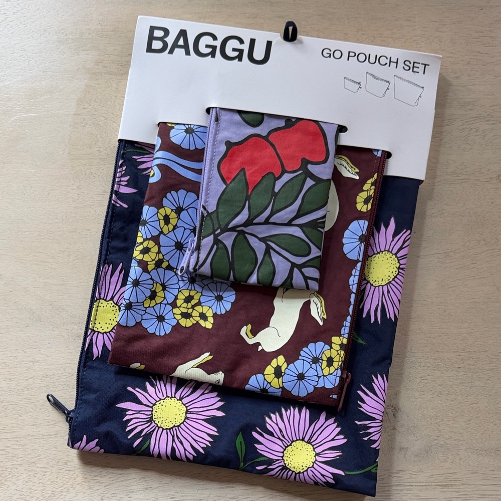 BAGGU Multicolor Floral Pouch Set